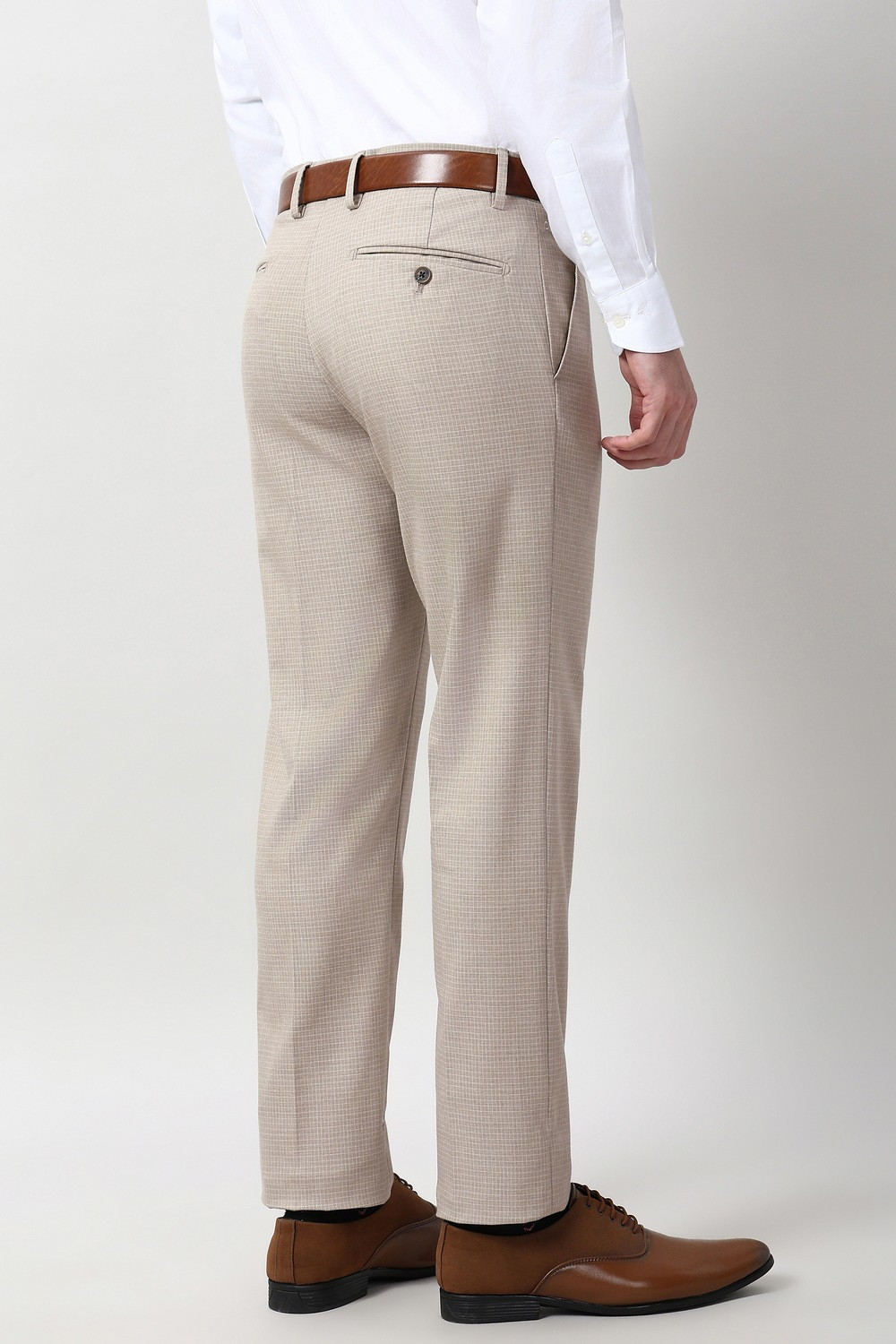 Image of PETER ENGLAND Slim Fit Men Beige Trousers