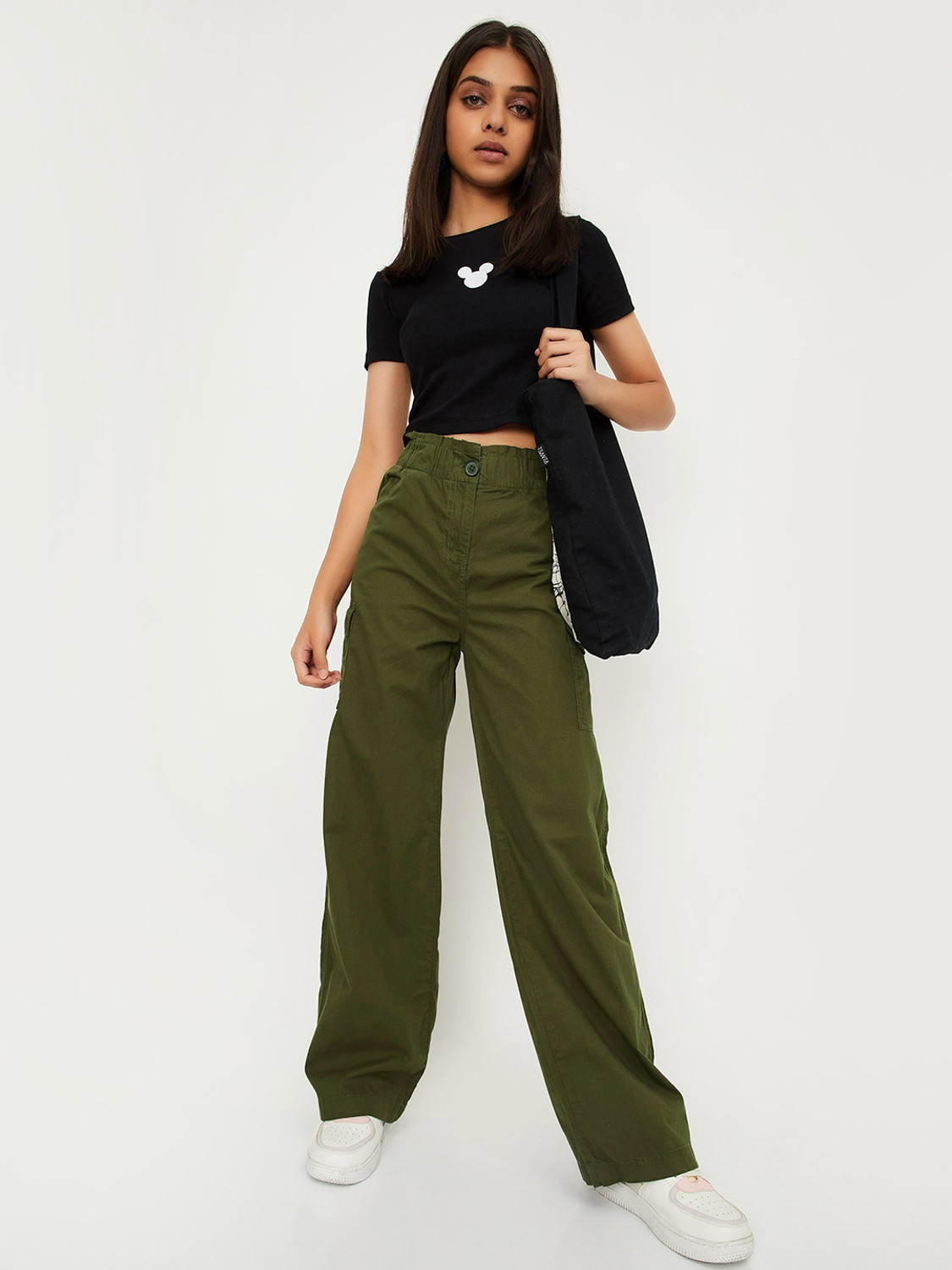 Image of MAX Regular Fit Girls Green Trousers