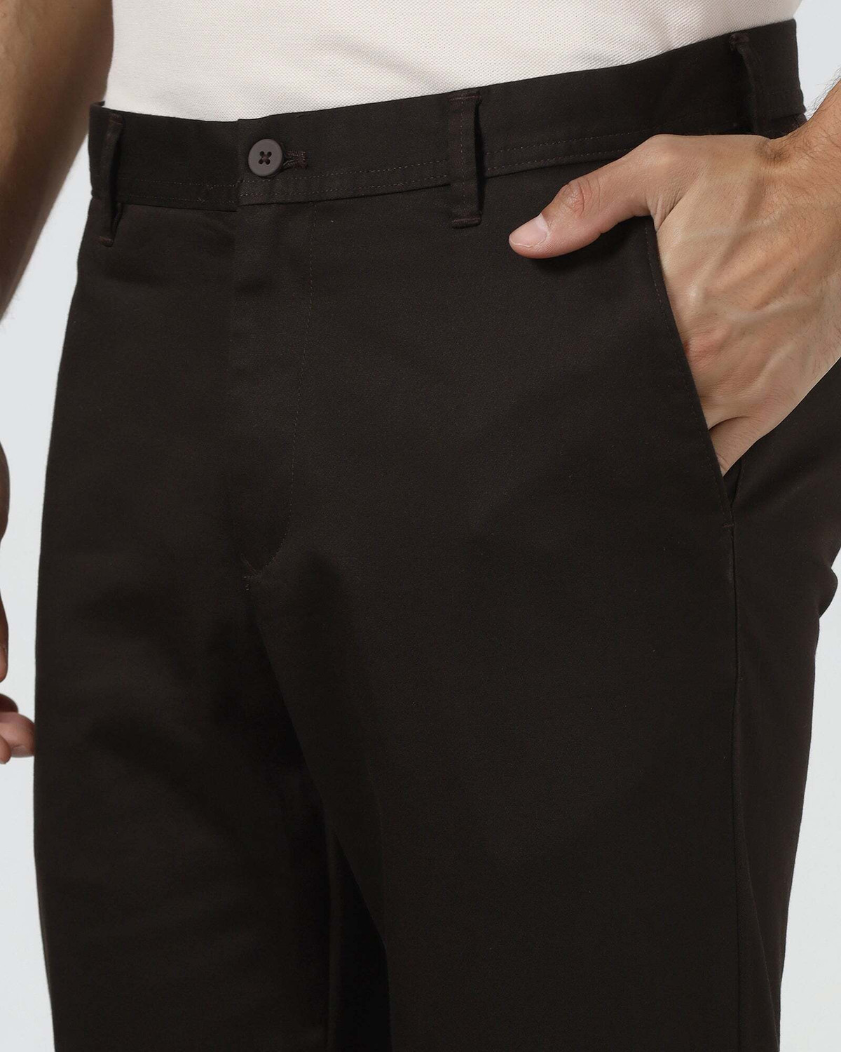 Image of Blackberrys Regular Fit Men Brown Trousers