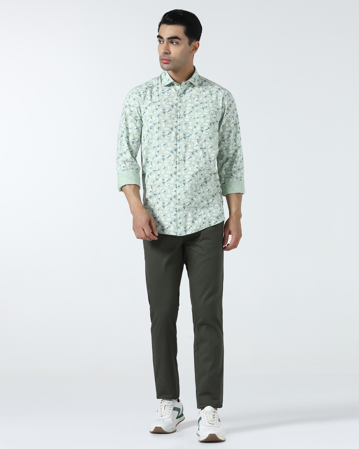 Image of Blackberrys Regular Fit Men Dark Green Trousers