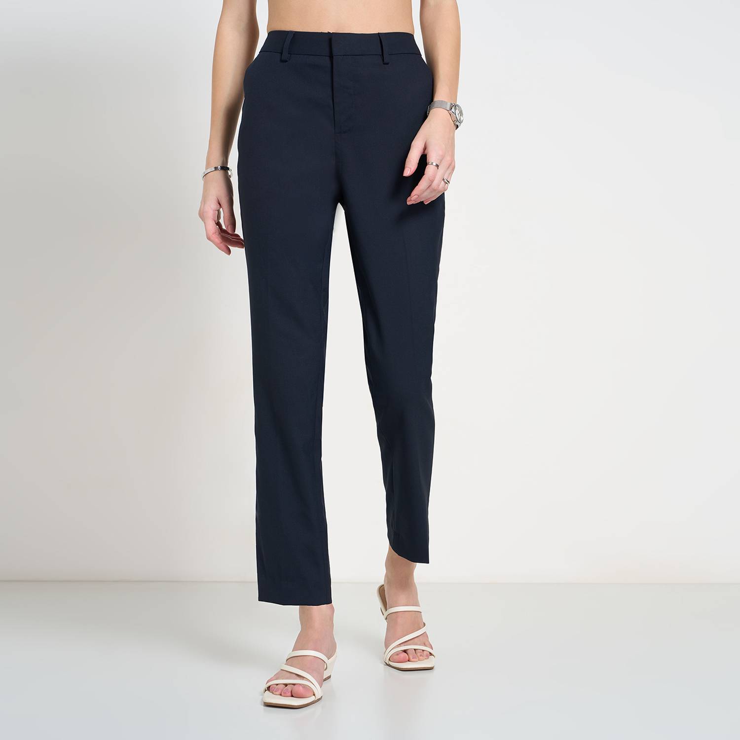 Annabelle by Pantaloons Slim Fit Women Dark Blue Trousers