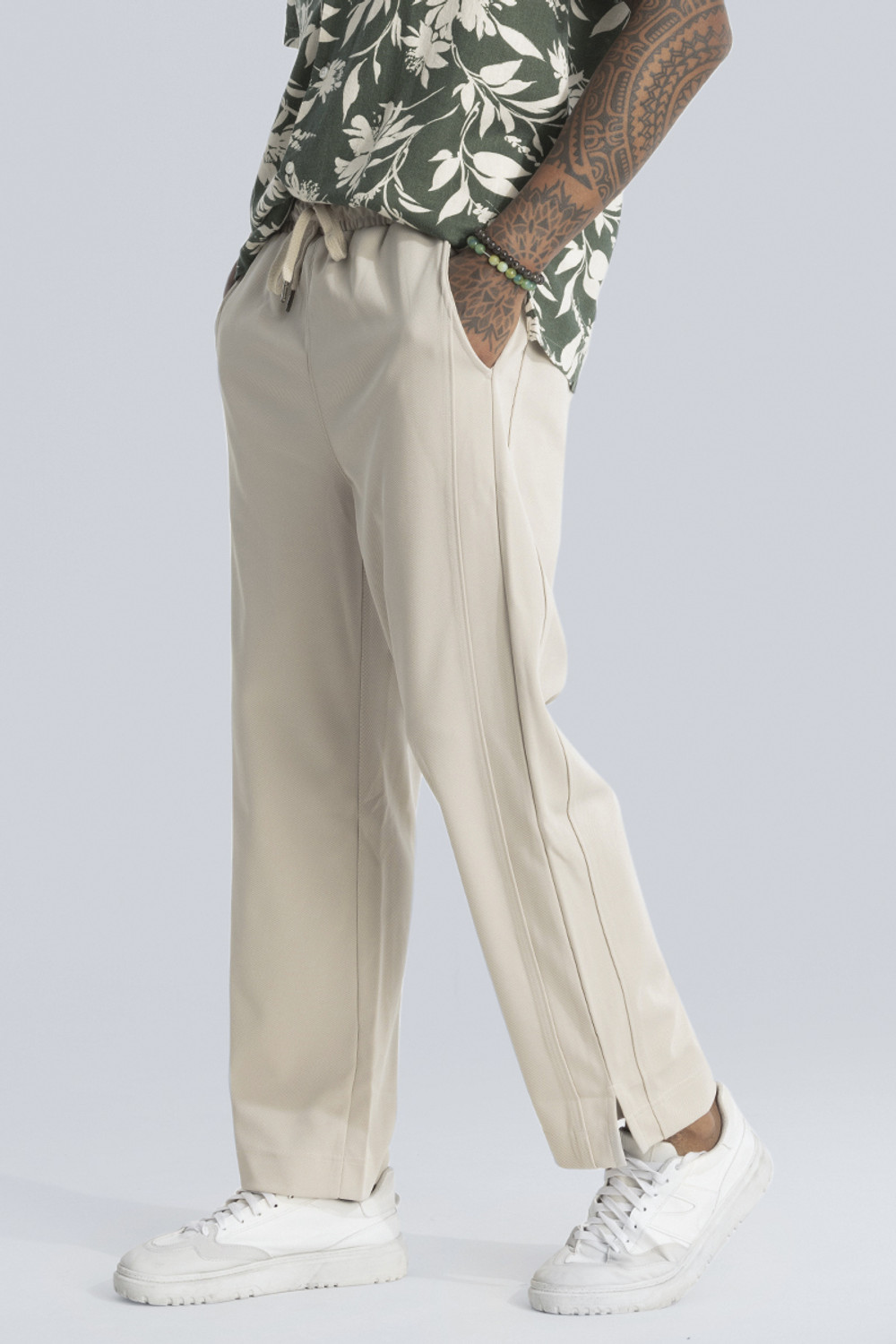 Image of Snitch Relaxed Men Cream Trousers