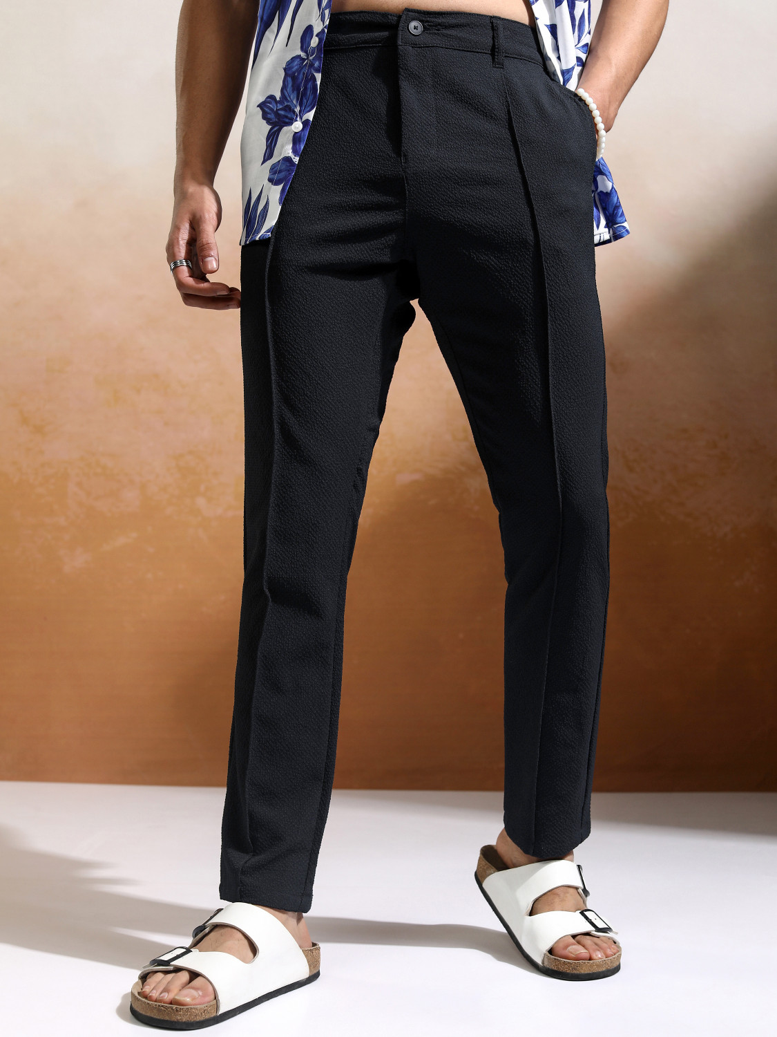 Image of HIGHLANDER Slim Fit Men Blue Trousers