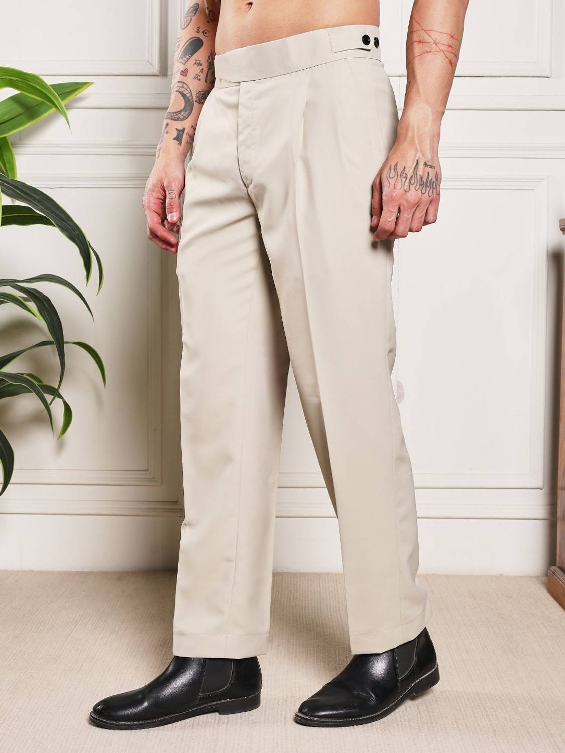 VASTRANU Loose Fit Men Beige Trousers - Image 3