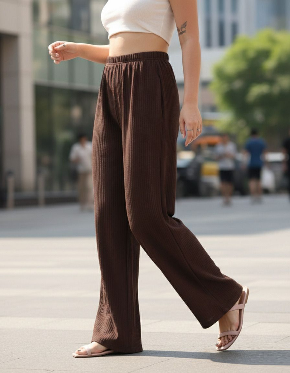 Image of Doil Domec Loose Fit, Relaxed Women Brown Trousers