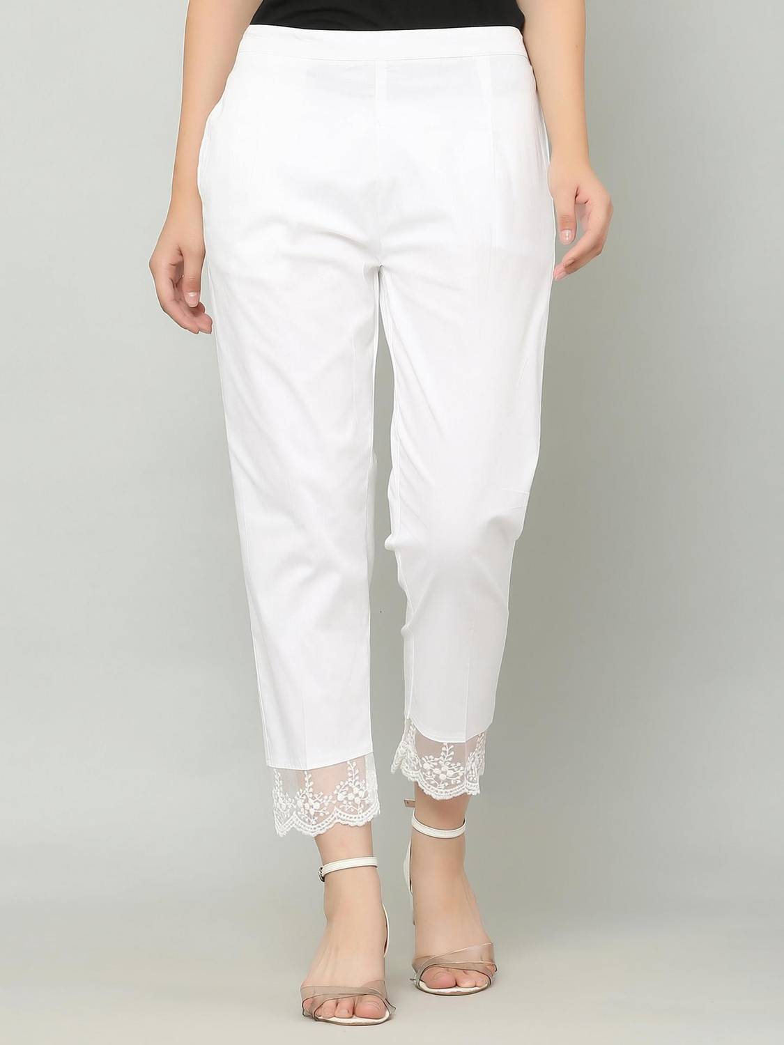 Aasma Creatives Regular Fit Women White Trousers