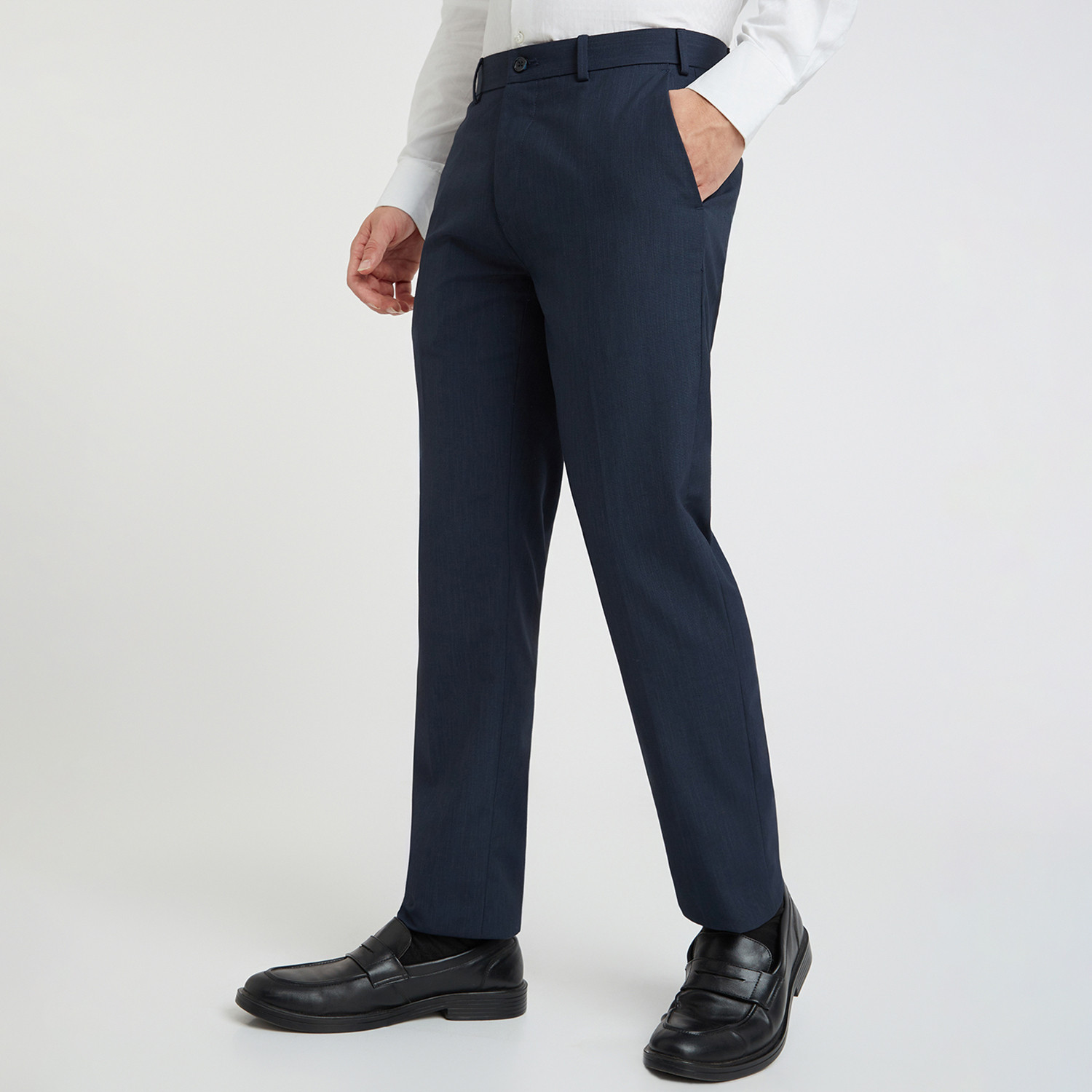 Image of Raymond Slim Fit Men Dark Blue Trousers