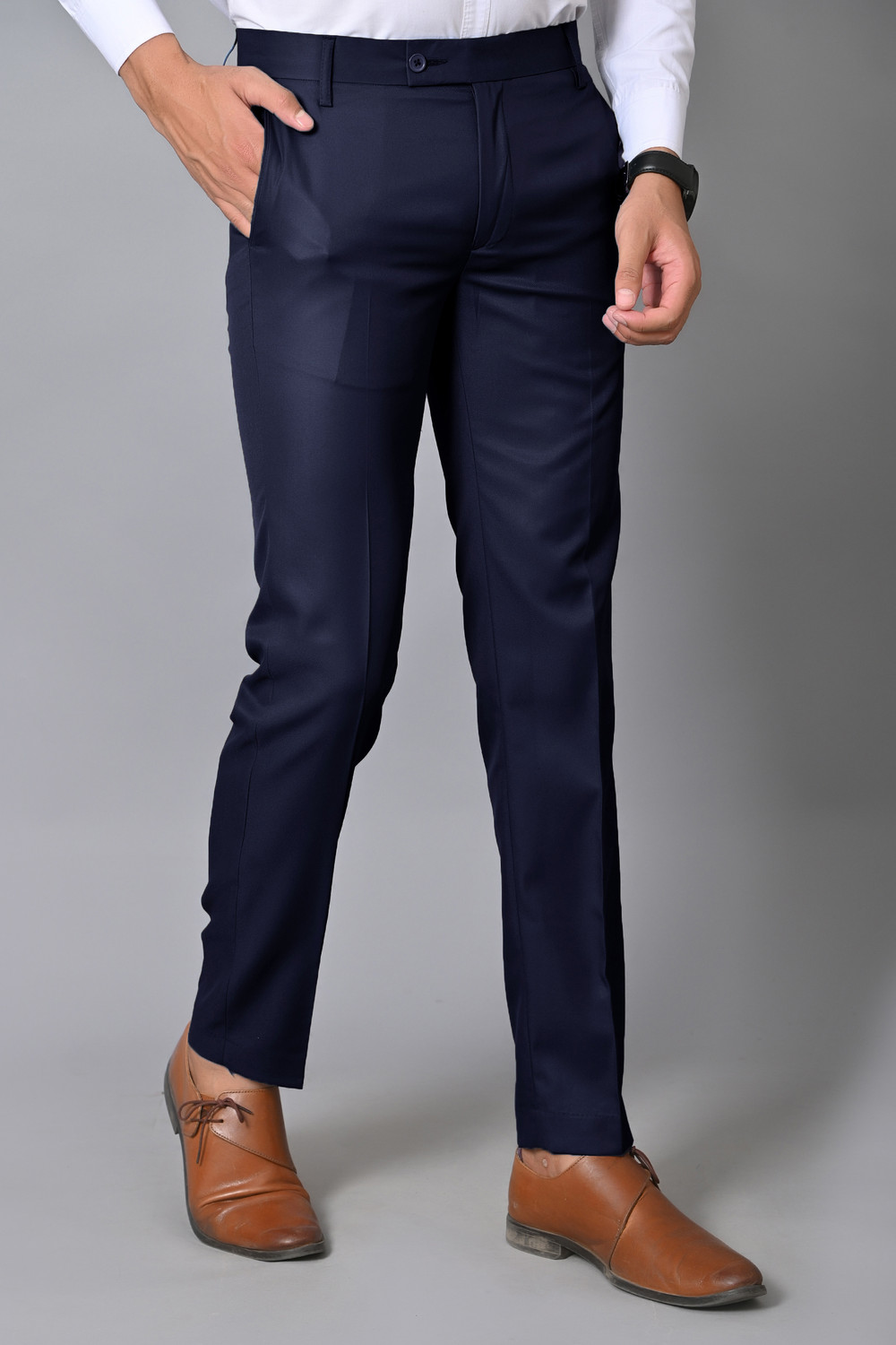 Image of Mensfuture Regular Fit Men Blue Trousers
