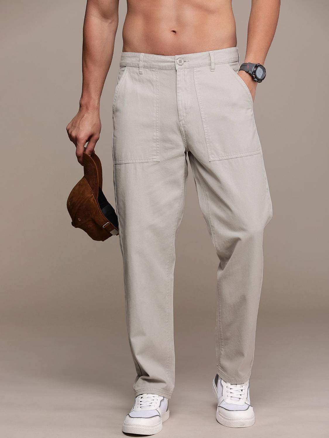 Roadster Men White Regular Fit Trousers - Image 1