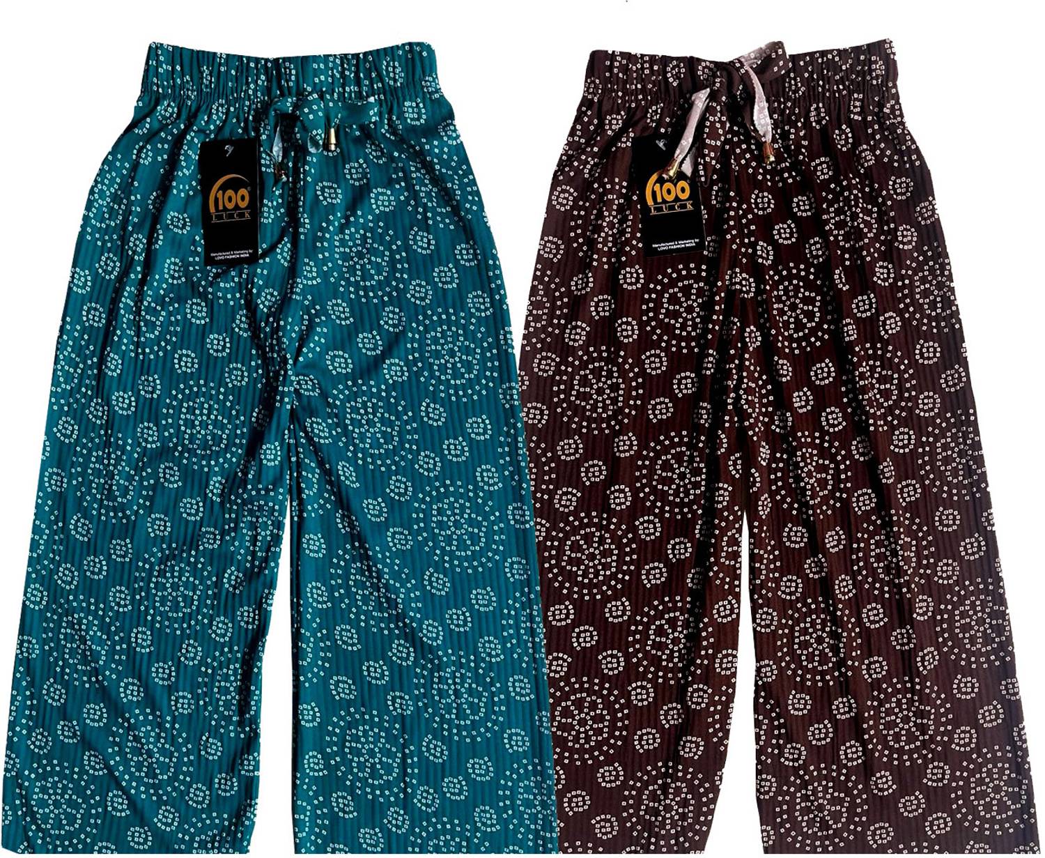 100LUCK Loose Fit Girls Green, Brown Trousers