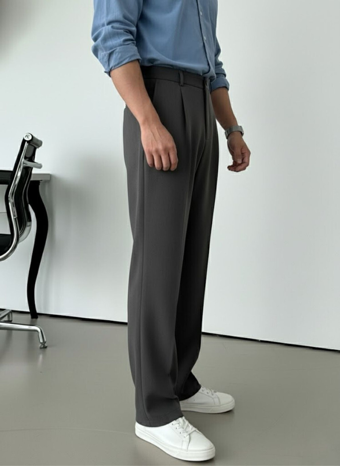 Image of INDICLUB Relaxed Men Grey Trousers