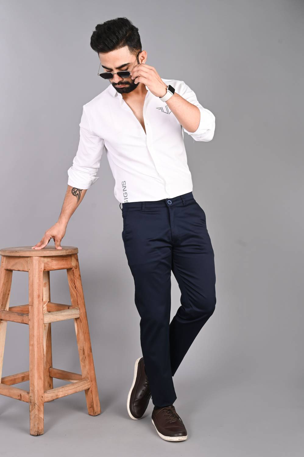 FUBAR Slim Fit Blue Trousers - Image 4