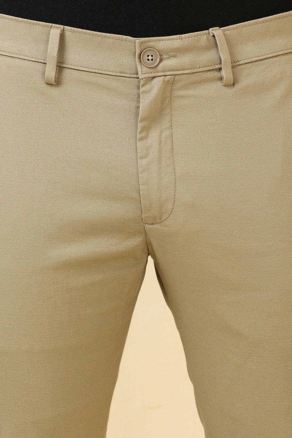 Image of Allen Solly Slim Fit Men Beige Trousers