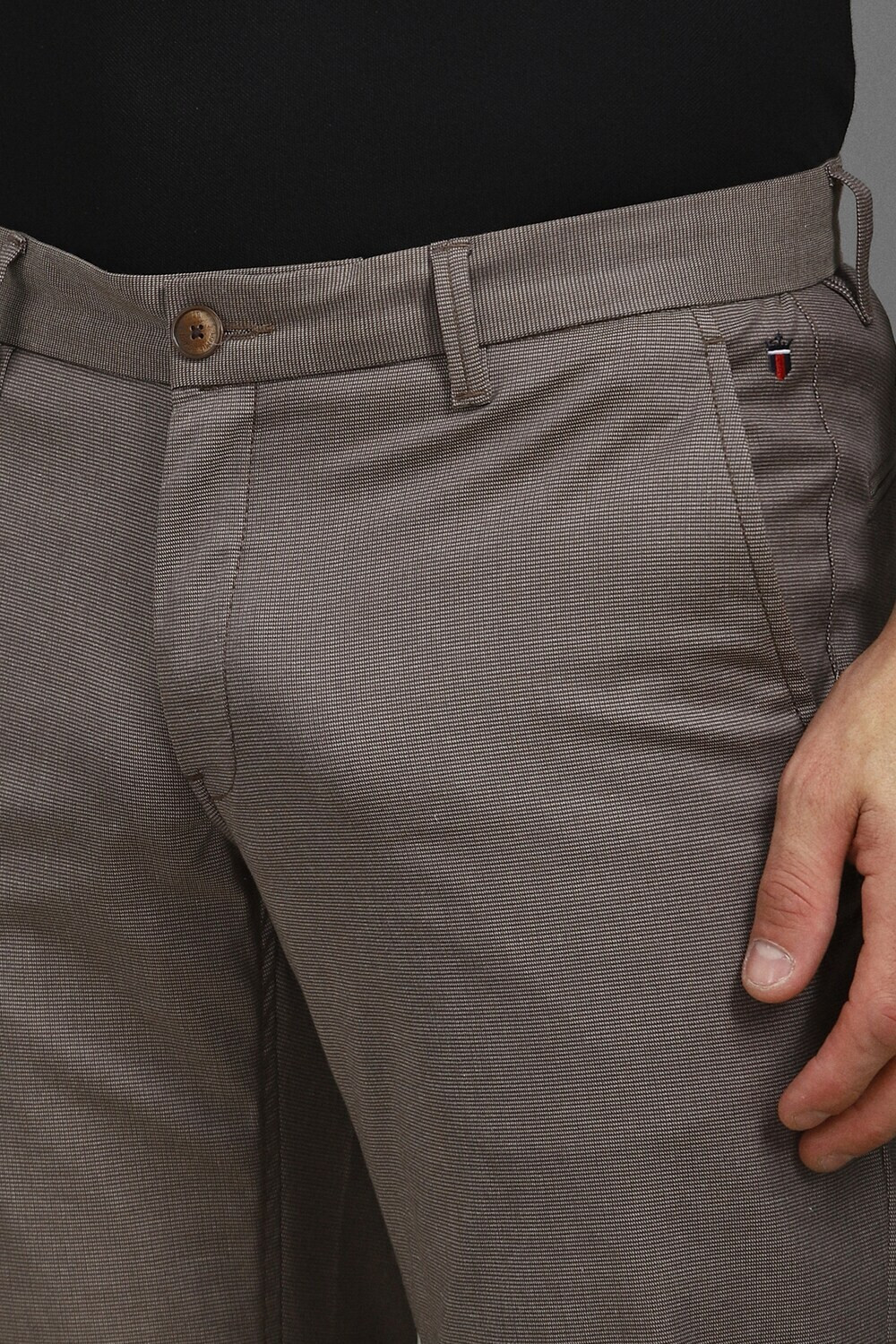 Image of LOUIS PHILIPPE Slim Fit Men Brown Trousers