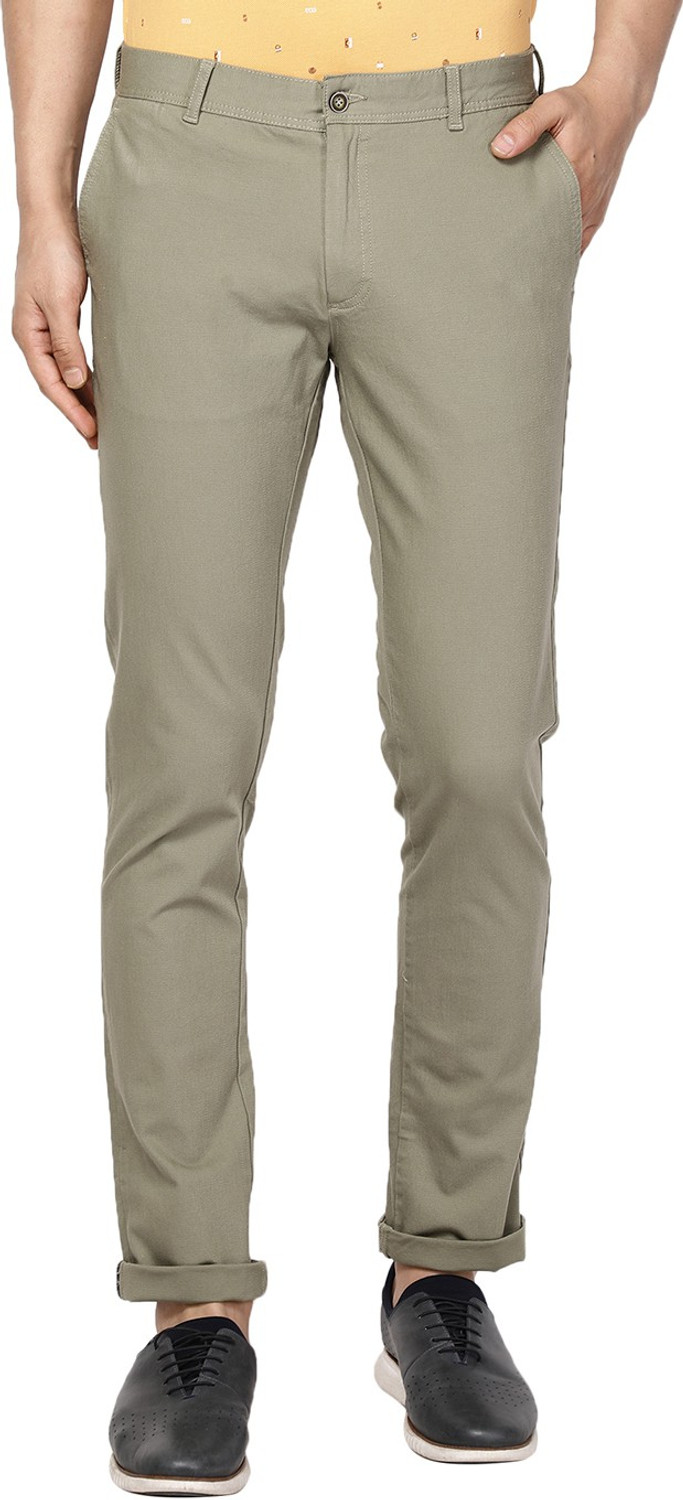 Image of Blackberrys Slim Fit Men Light Green Trousers