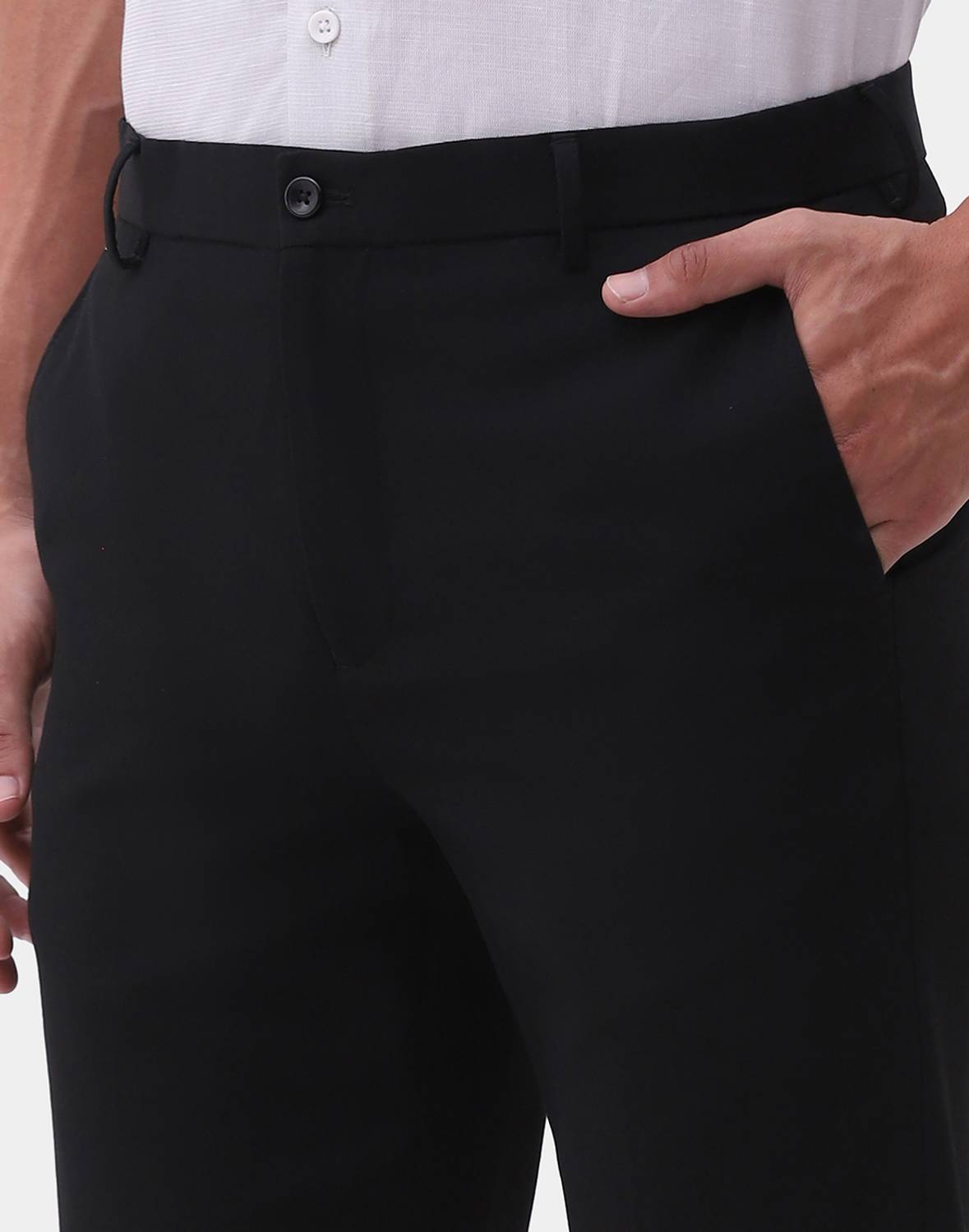Blackberrys Men Slim Fit Black Polyester Trousers - Image 4