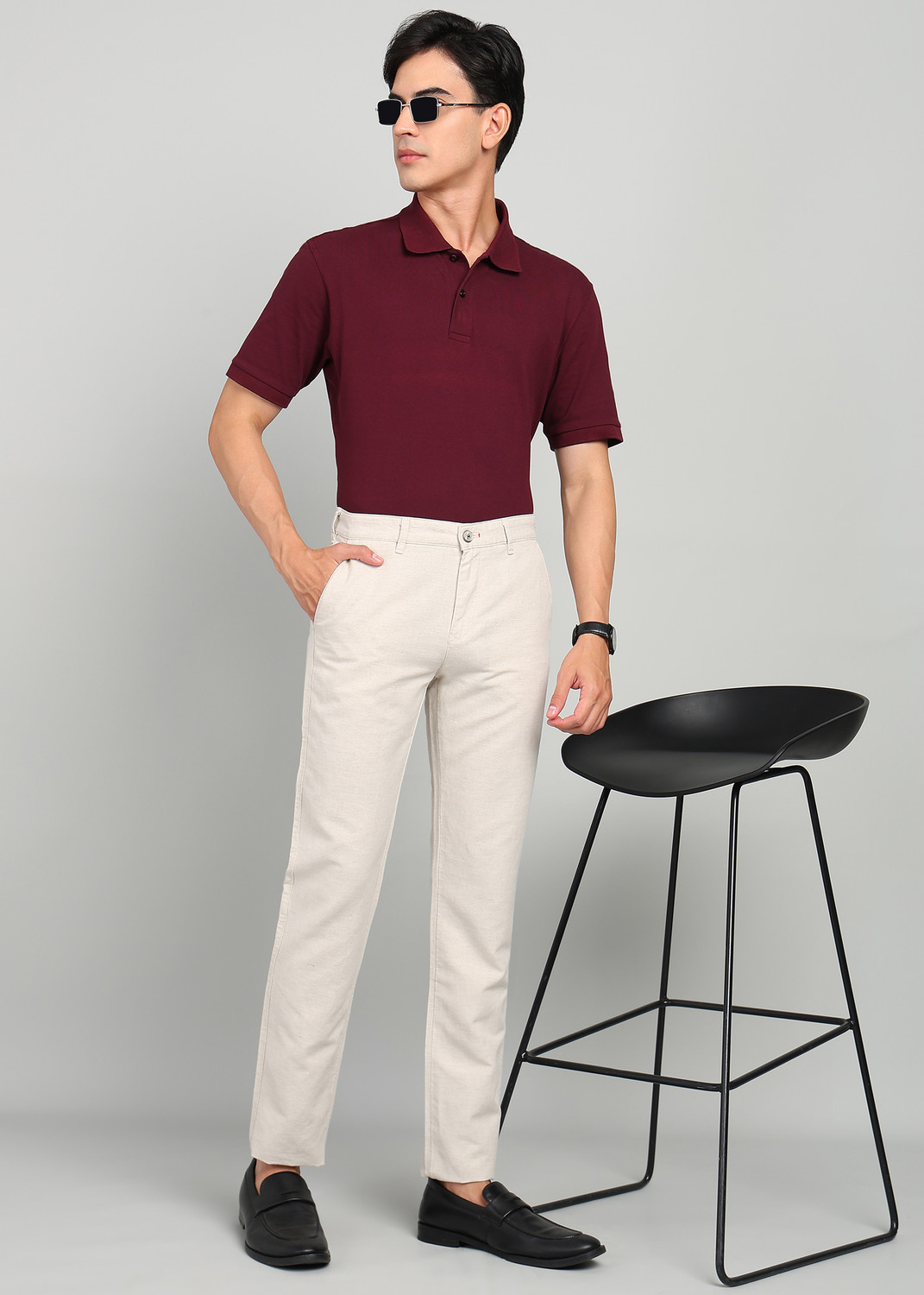 Image of KILLER Slim Fit Men Beige Trousers
