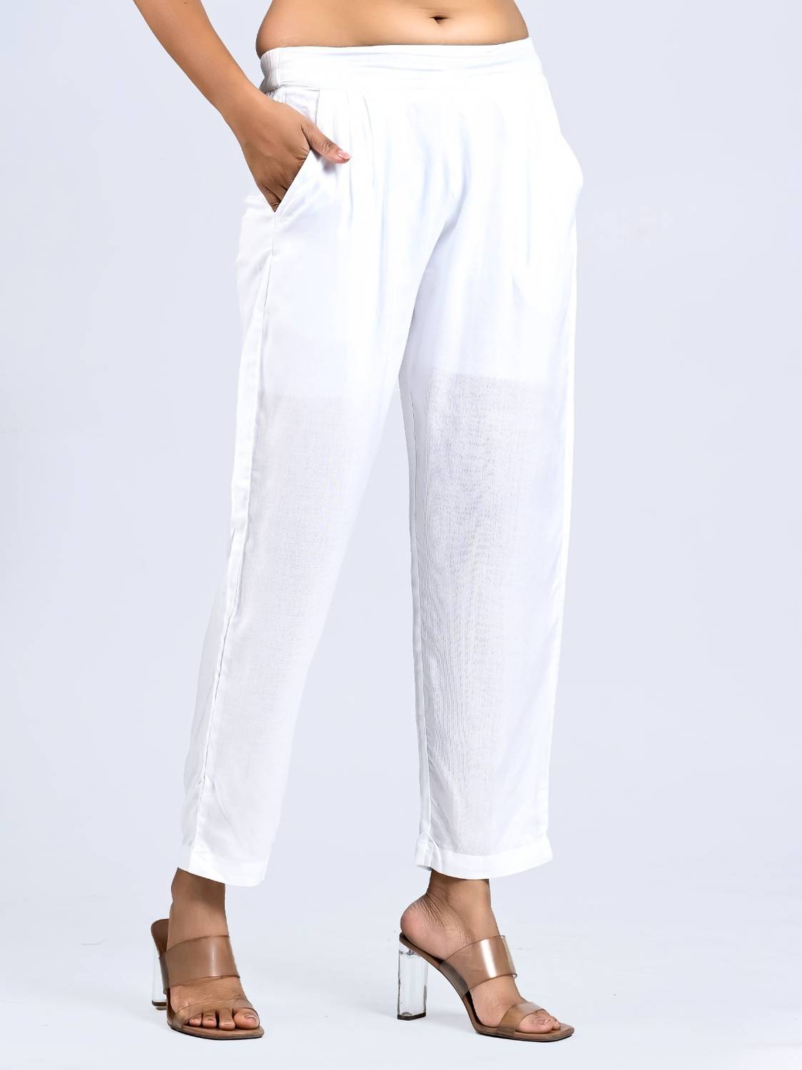 Adanay Traders Straight Fit Women White Trousers
