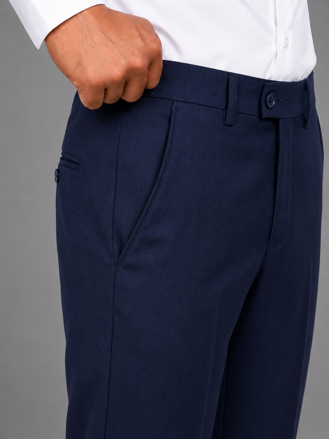 Image of YADGAR Regular Fit Men Dark Blue Trousers