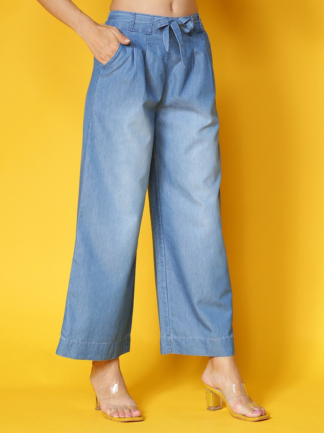 Image of NOVIO Flared Women Blue Trousers