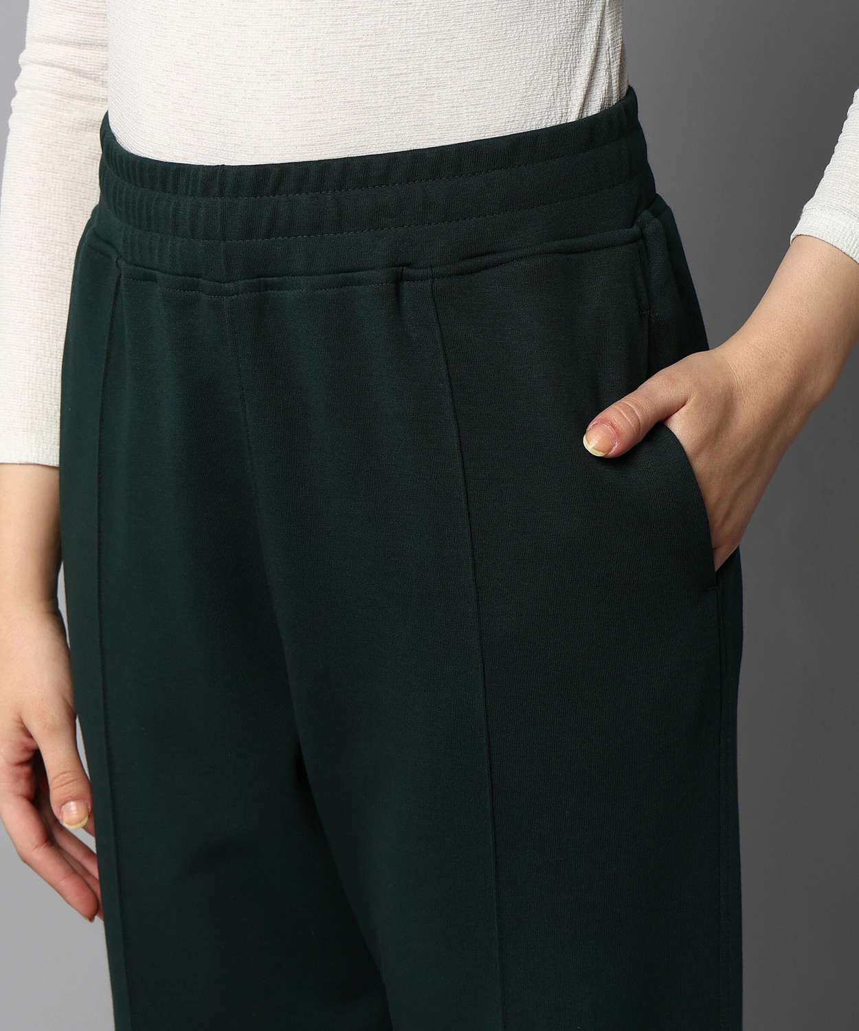 Image of Alan Jones Flared Women Dark Green Trousers