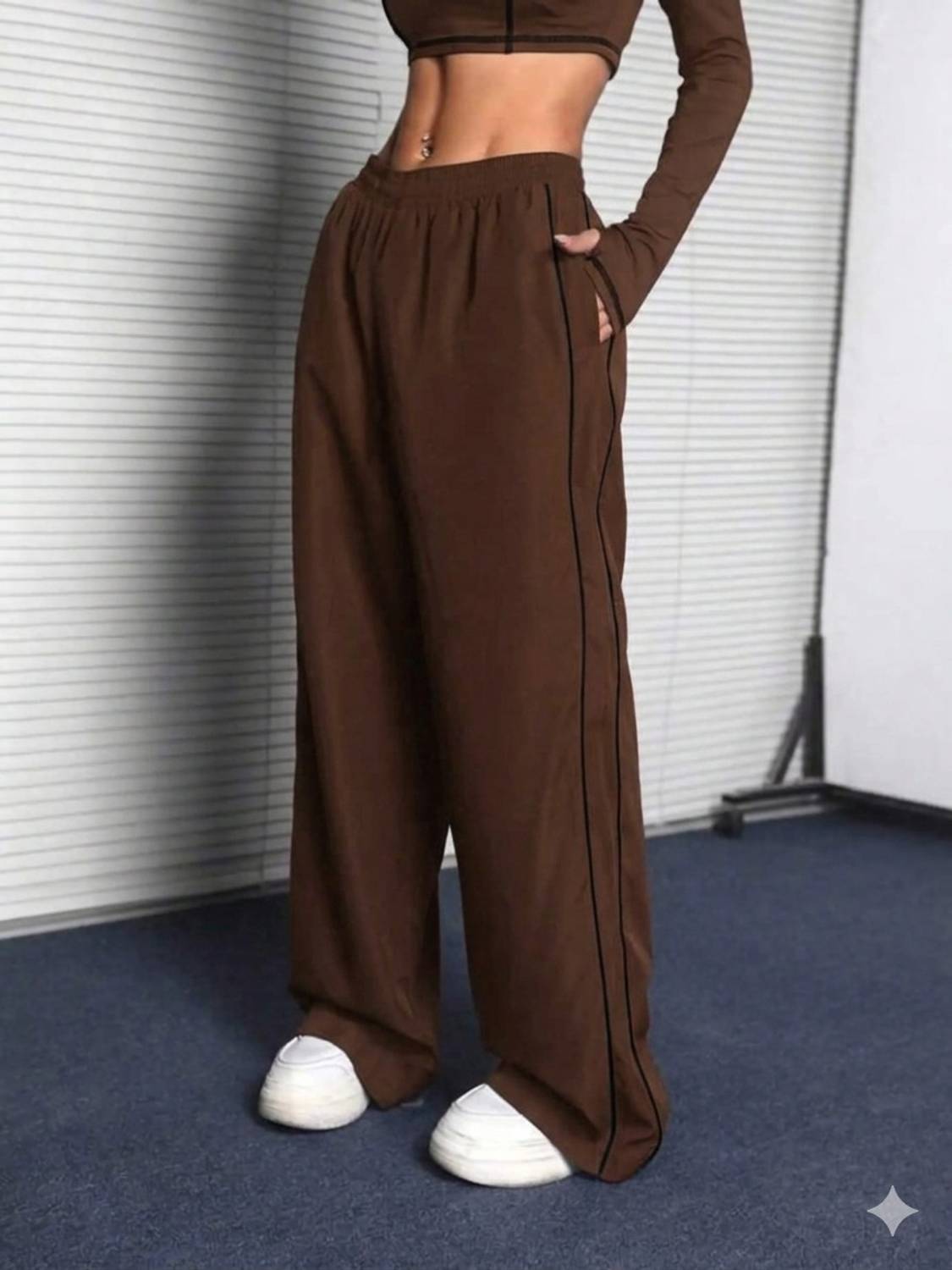 LEXREX Loose Fit Women Brown Trousers - Image 3