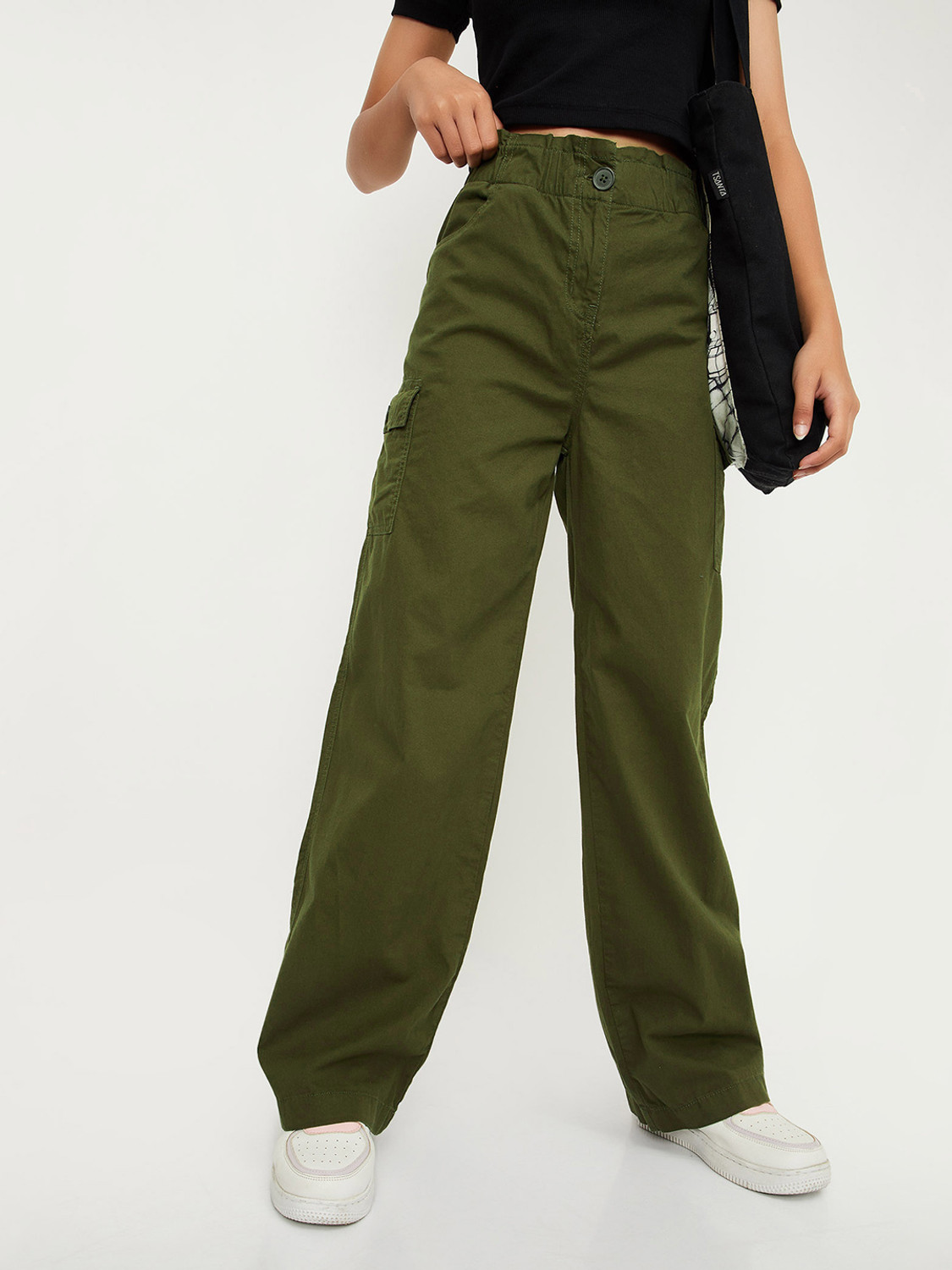 Image of MAX Regular Fit Girls Green Trousers
