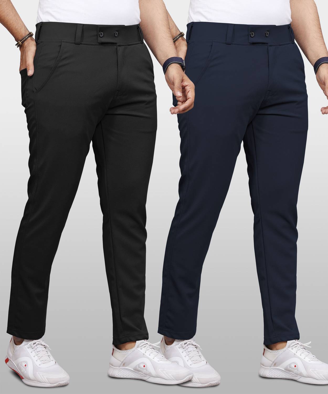 VeBNoR Regular Fit Men Black Trousers Pack of 2 - Image 3
