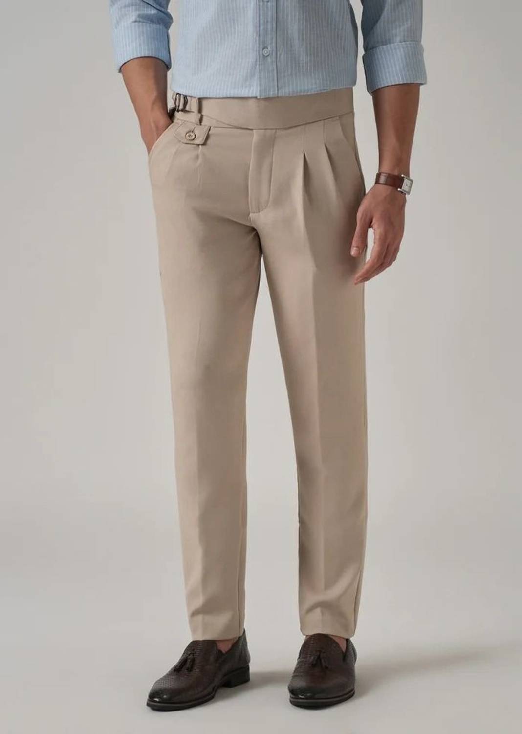 SKENJEL Regular Fit Men Beige Trousers - Image 4