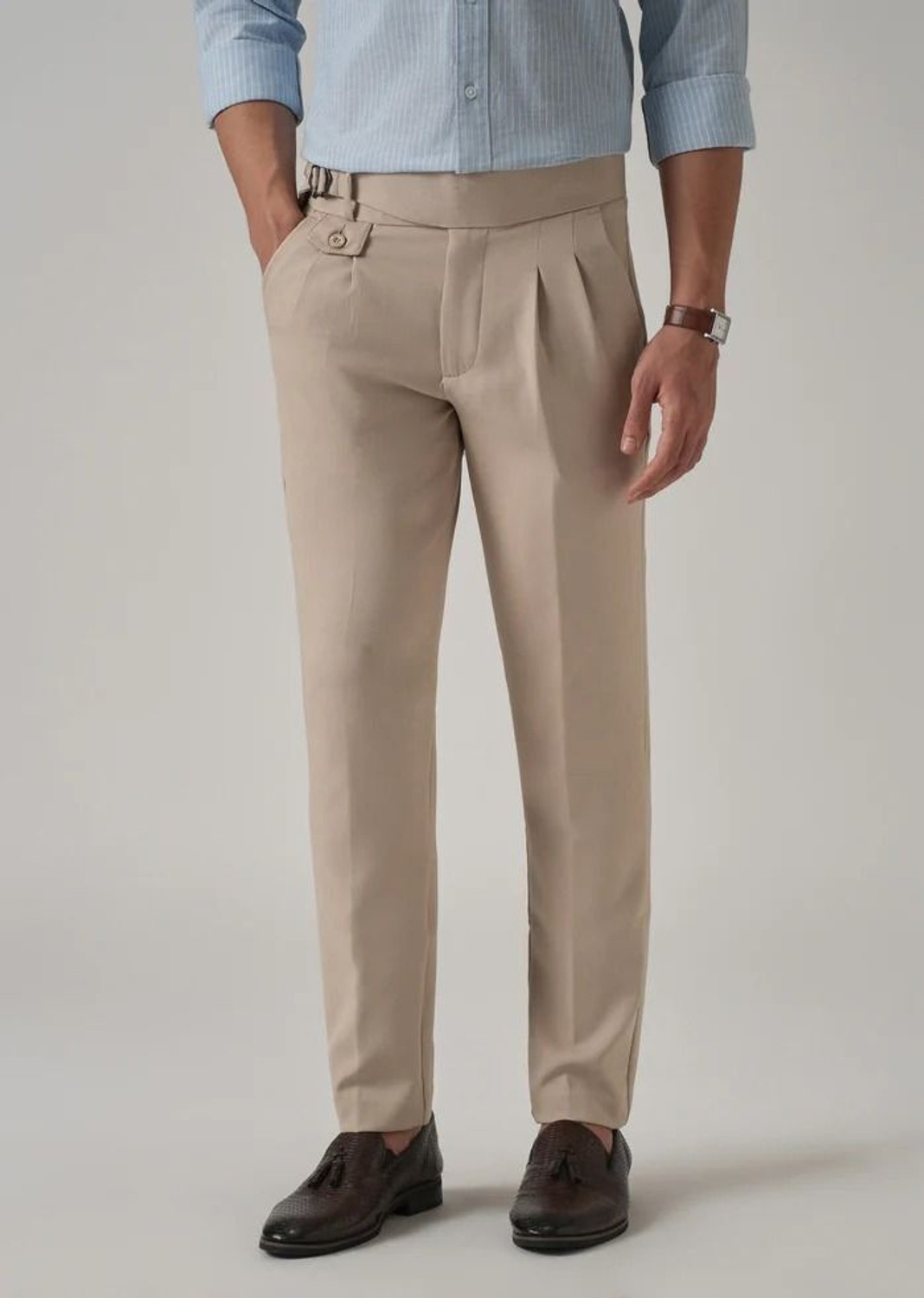 Image of SKENJEL Regular Fit Men Beige Trousers
