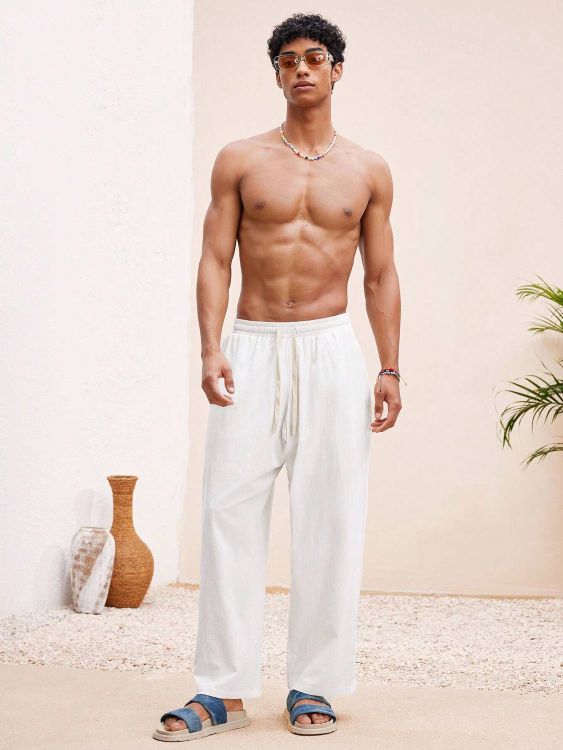Plus91 Comfort Fit Men White Trousers - Image 4