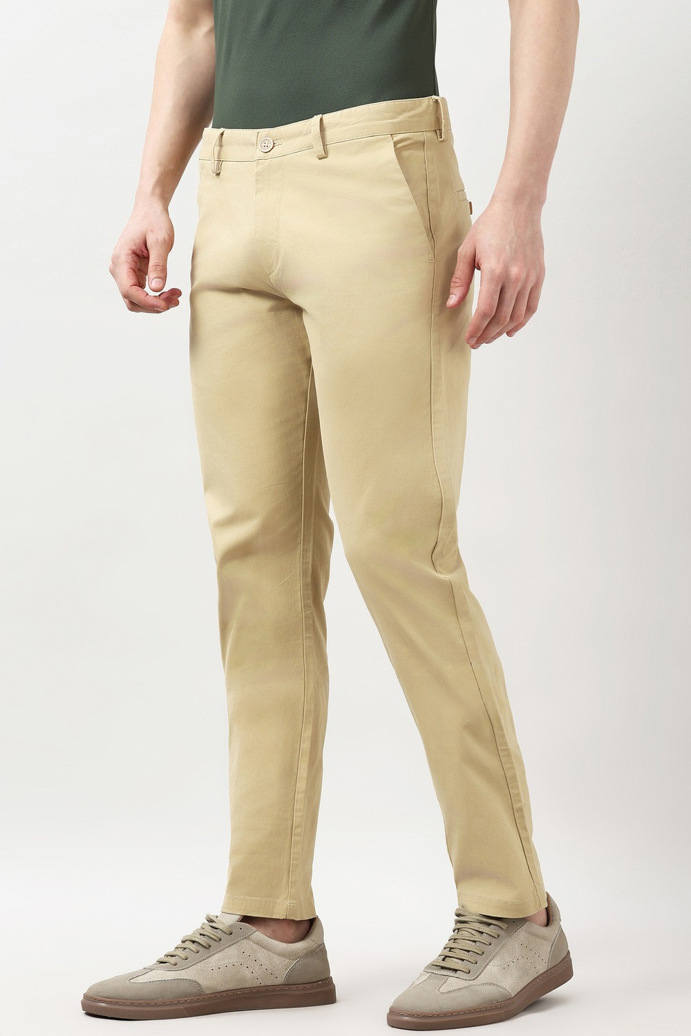 Image of PETER ENGLAND Slim Fit Men Beige Trousers