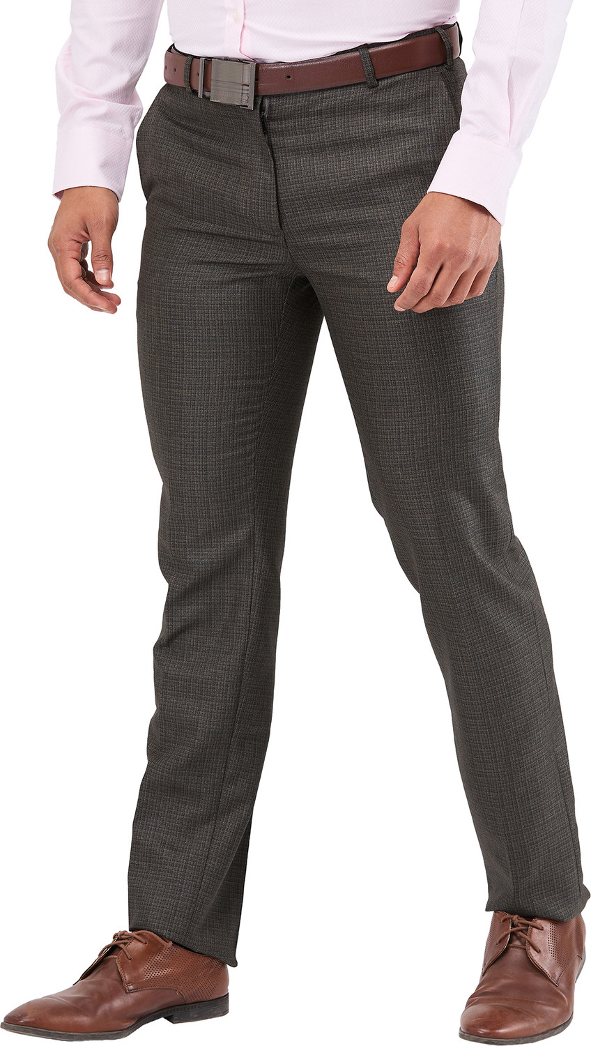 Image of Raymond Slim Fit Men Brown Trousers