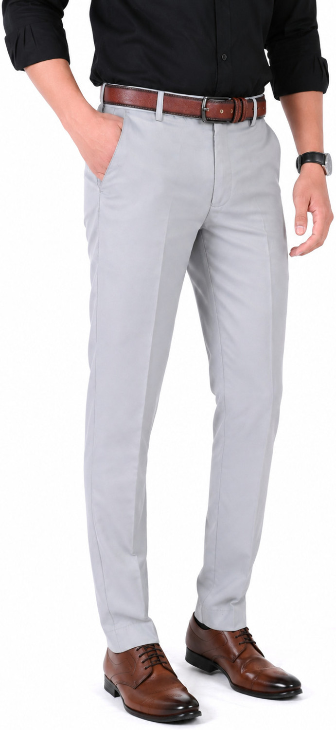 Image of The DS Regular Fit Men Silver Trousers