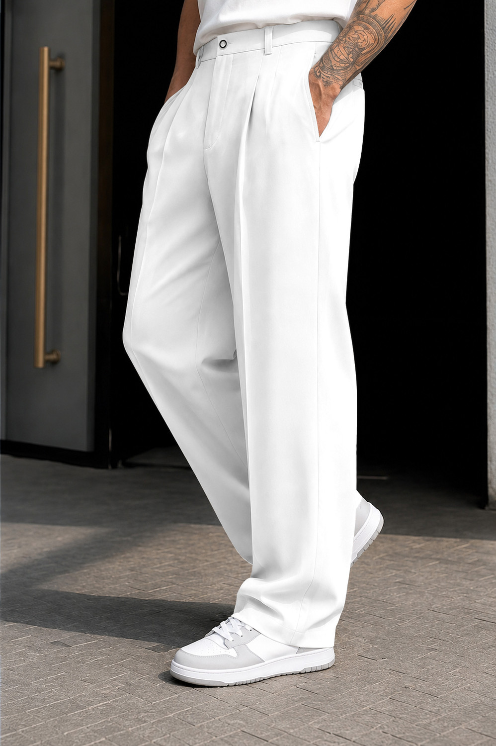 Image of FTX Loose Fit Men White Trousers