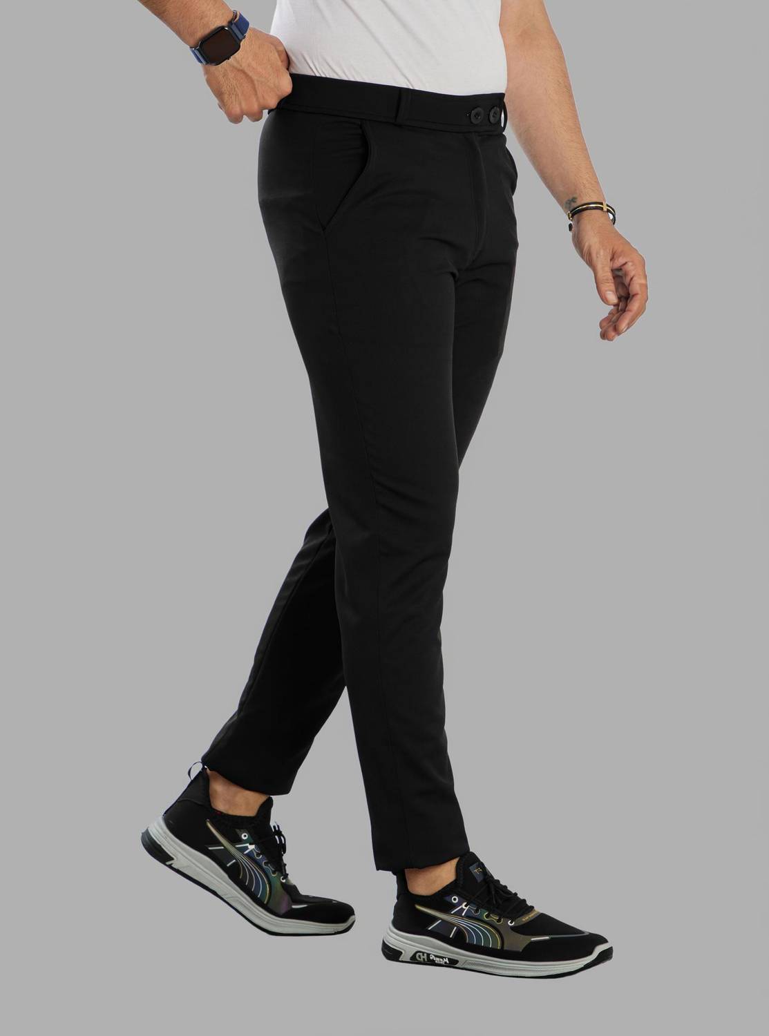 We Perfect Slim Fit Men Black Trousers - Image 1