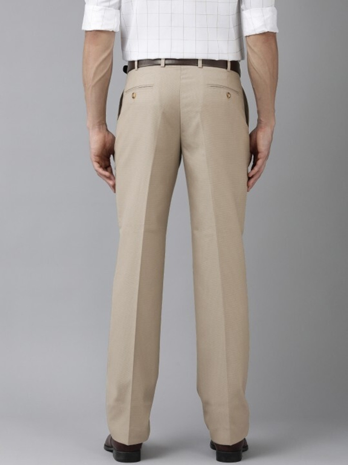 Image of PARK AVENUE Regular Fit Men Beige Trousers