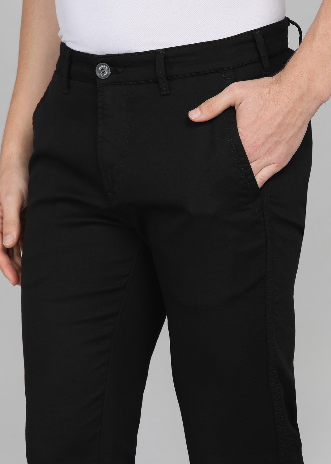 Image of INTEGRITI Slim Fit Men Black Trousers