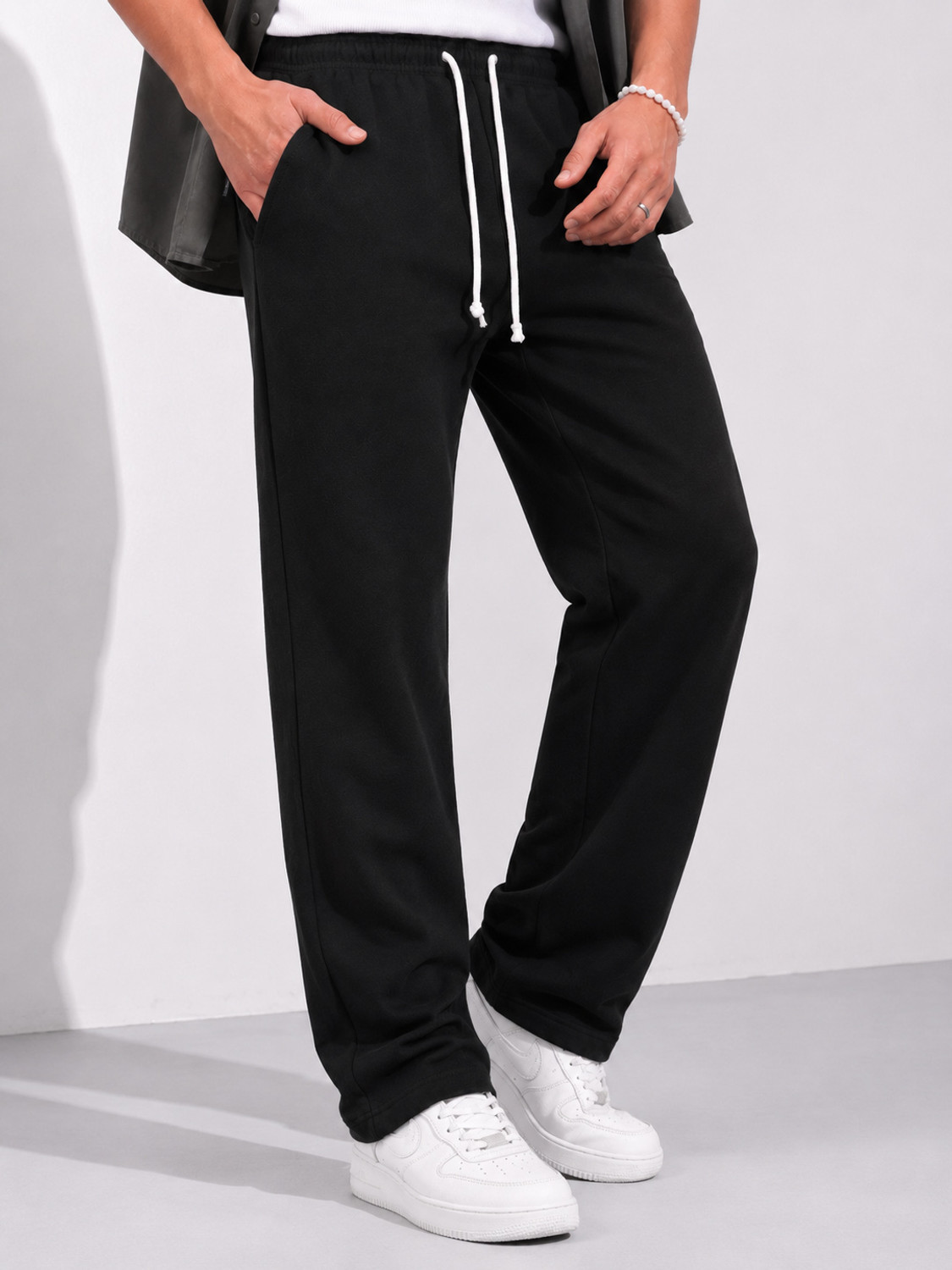 Image of METRONAUT Loose Fit Men Black Trousers