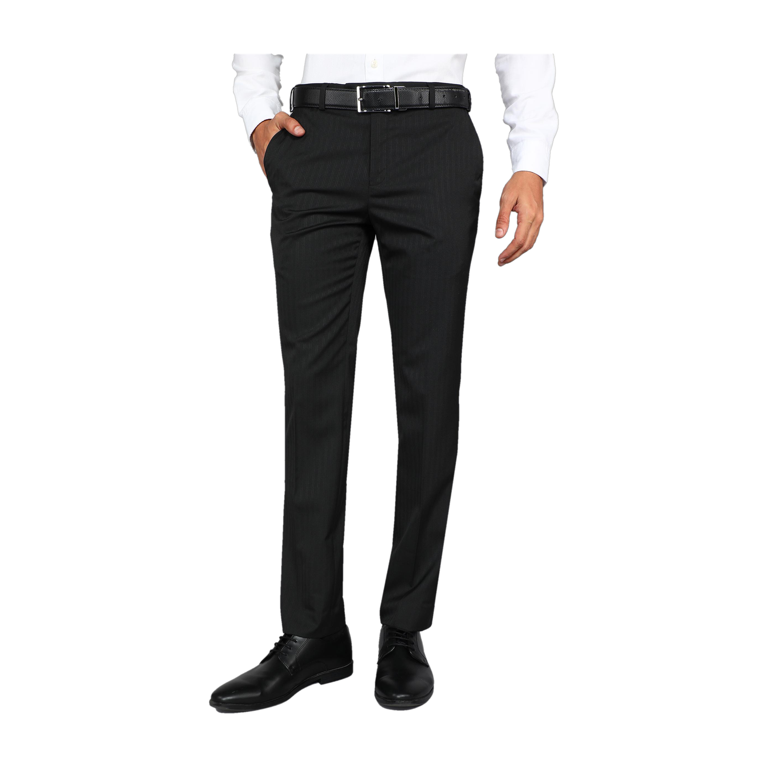 Image of Raymond Slim Fit Men Black Trousers