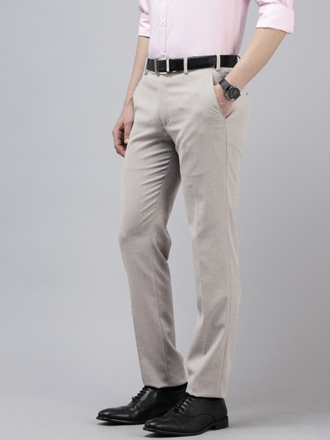 Image of PARK AVENUE Slim Fit Men Grey Trousers
