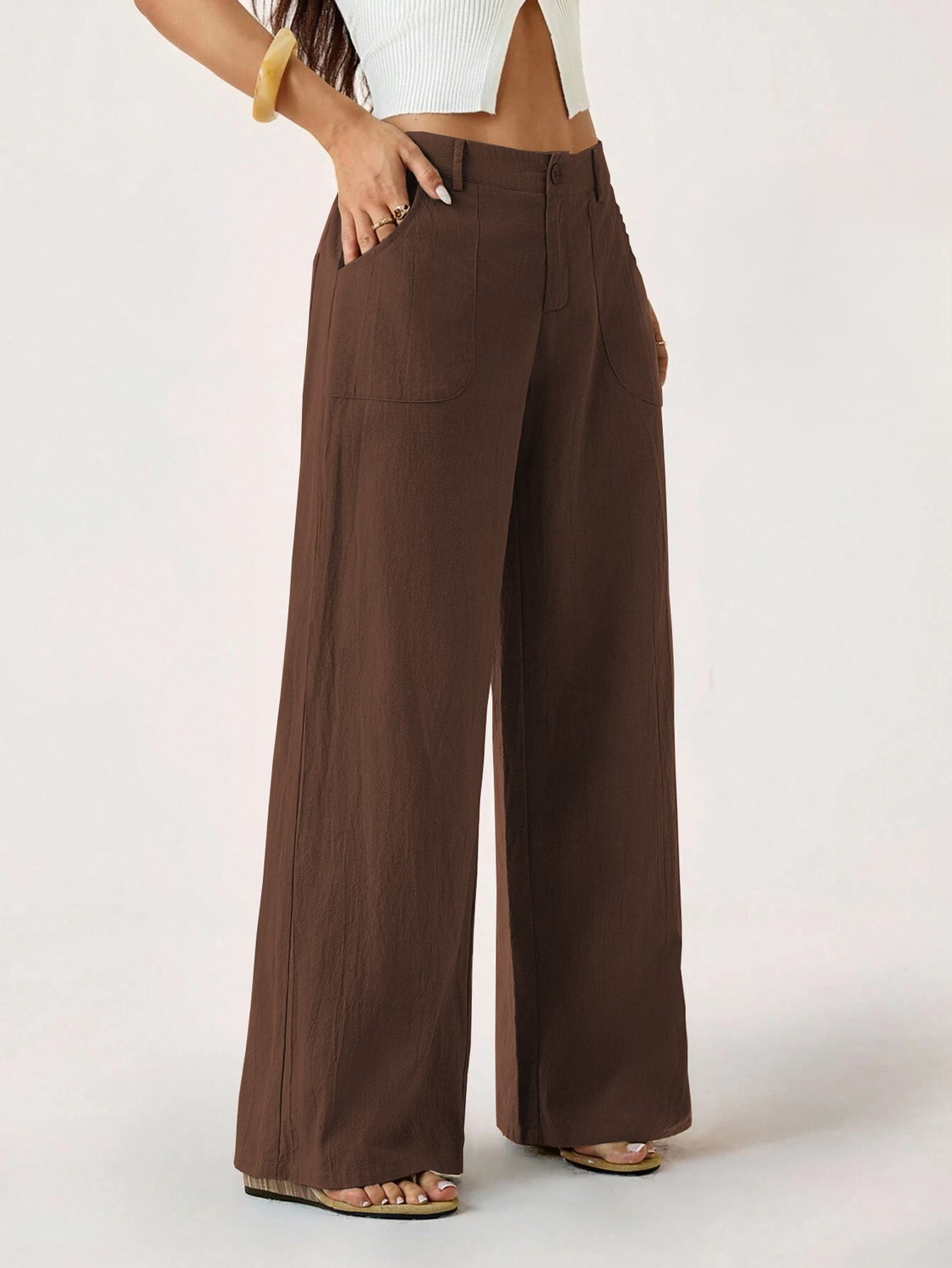 Image of Leriya Fashion Relaxed Women Brown Trousers