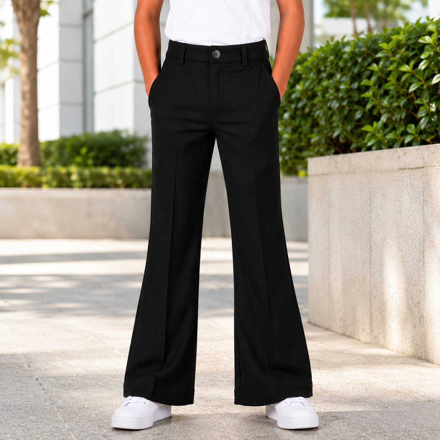 Foster Boys Black Flared Denim Trousers - Image 1