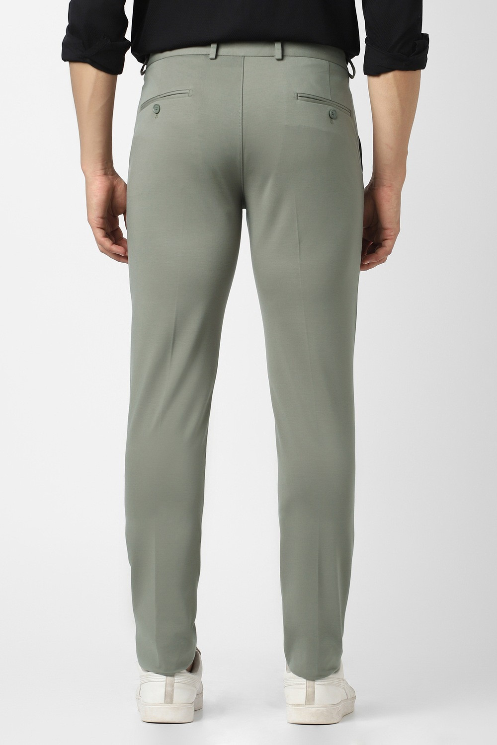 Image of PETER ENGLAND Slim Fit Men Green Trousers