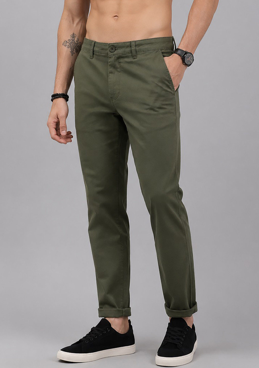 Image of FUBAR Regular Fit Men Dark Green Trousers