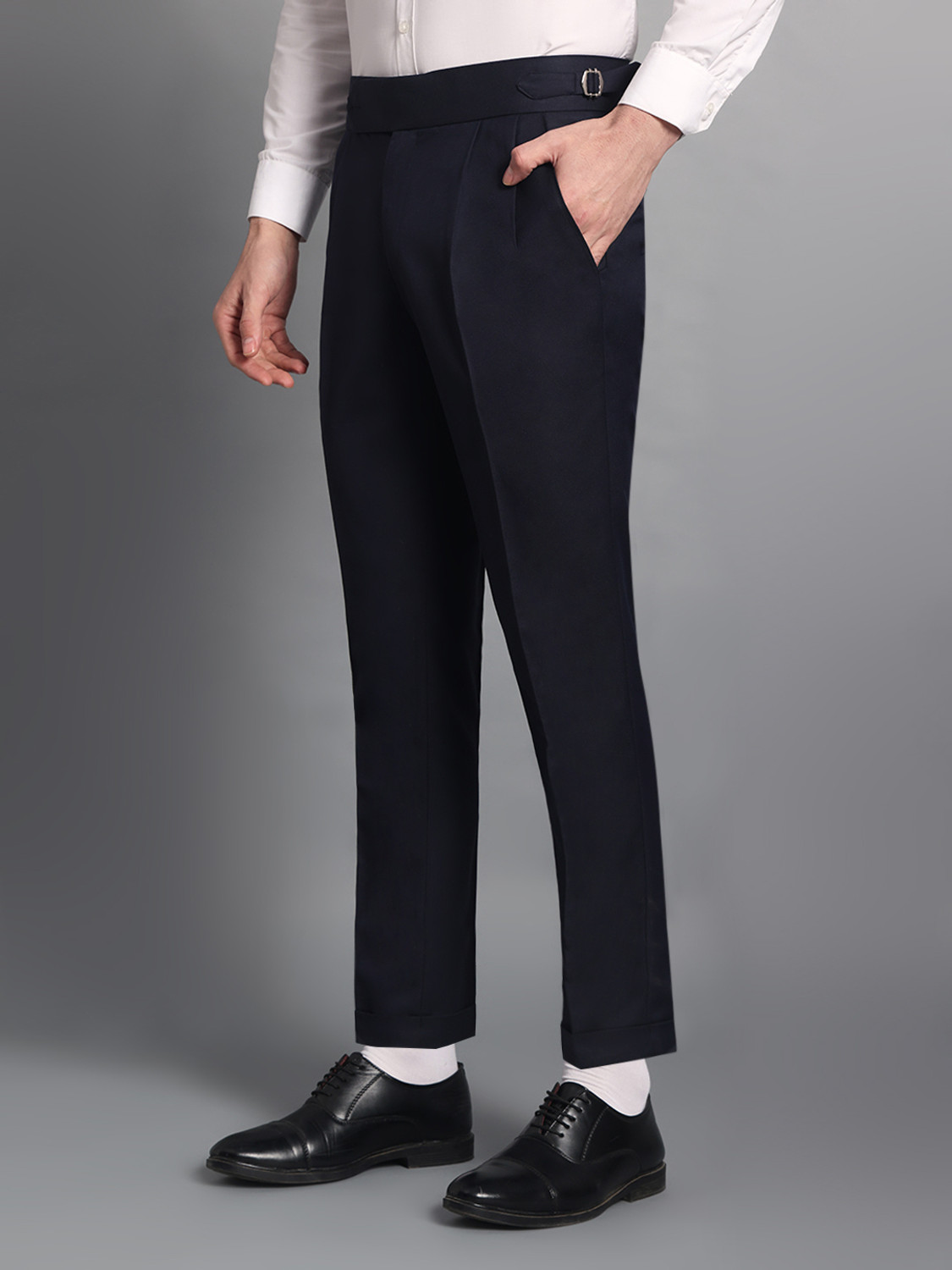 Image of VASTRANU Regular Fit Men Dark Blue Trousers