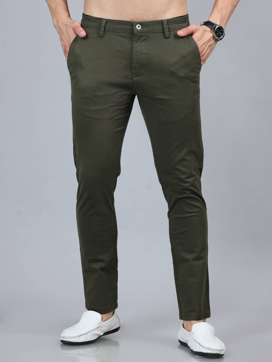 Bushirt Slim Fit Men Dark Green Trousers