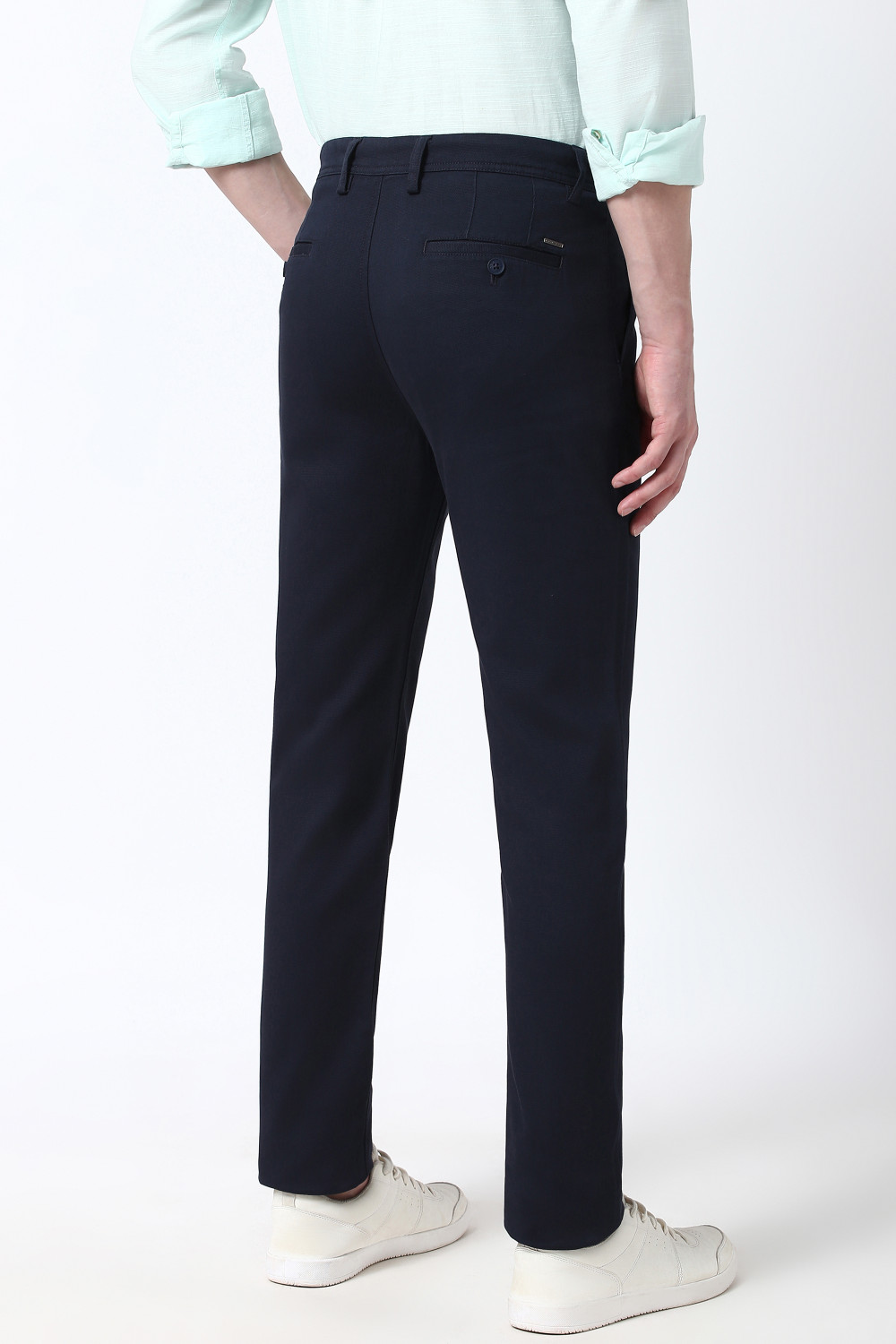 Image of PETER ENGLAND Slim Fit Men Blue Trousers