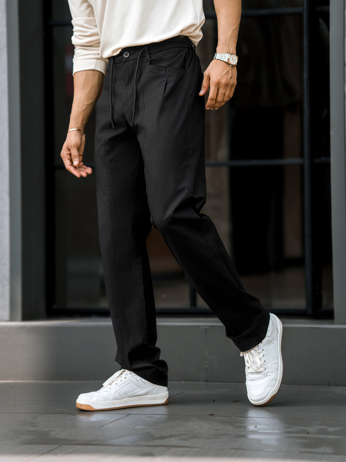 Image of MANIAC Regular Fit Men Black Trousers