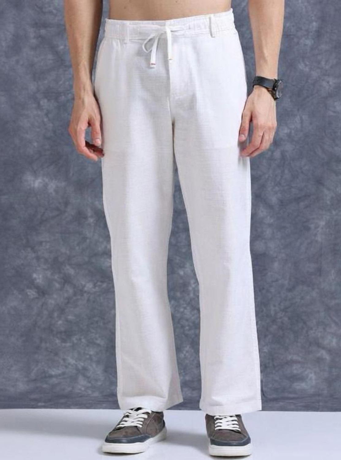 Image of M Q Denim Regular Fit Men White Trousers